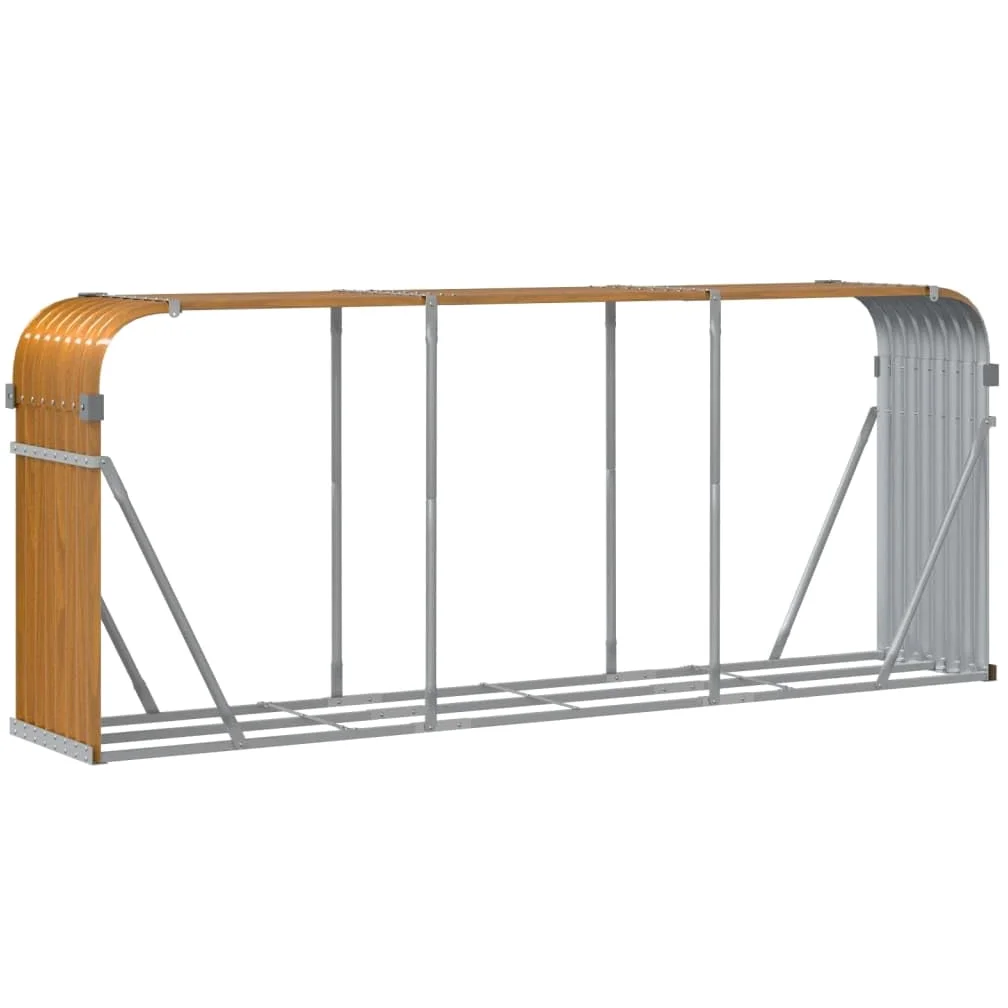 Kaminholzunterstand Holzoptik 234x45x100 cm Verzinkter Stahl Brennholz Lagerung Feuerholz Scheitholz für Kamin Ofen Terrasse Garten Haus Innenbereich Wohnzimmer