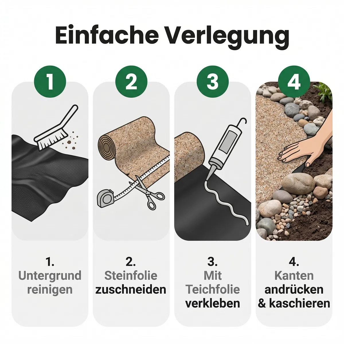 Pondlife Steinfolie für Teichrand und Bachlauf, Ufermatte in Steinoptik, 60 cm breit, 10 m Rolle, ca. 0,5 cm stark, Natur-Optik, robuste Teichumrandung, fisch- und pflanzenverträglich