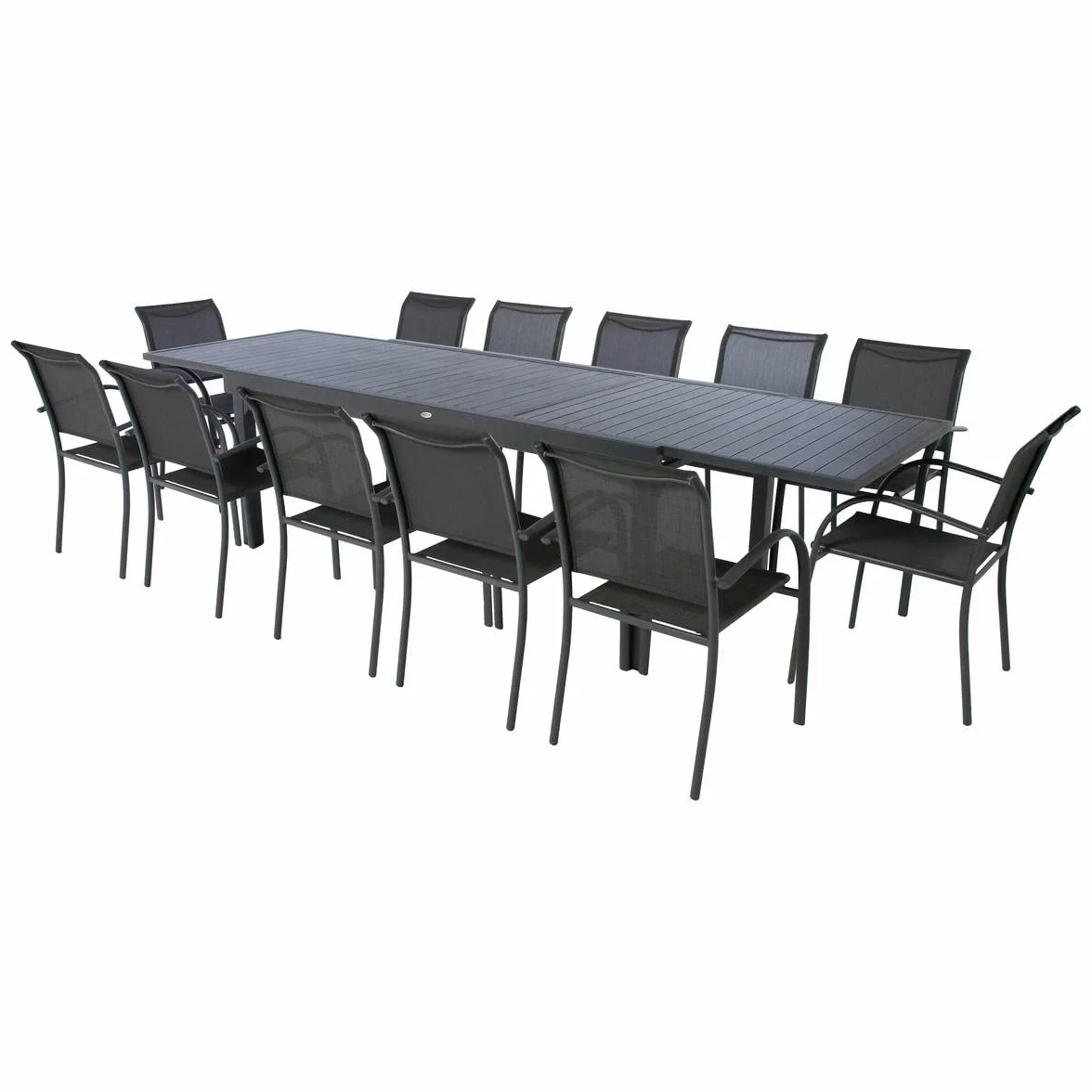 Hespéride - Piazza Ausziehbarer Gartentisch, Graphitgrau - 12 Sitzplätze - Rostfreies Aluminium - Ausziehbare Gartenmöbel