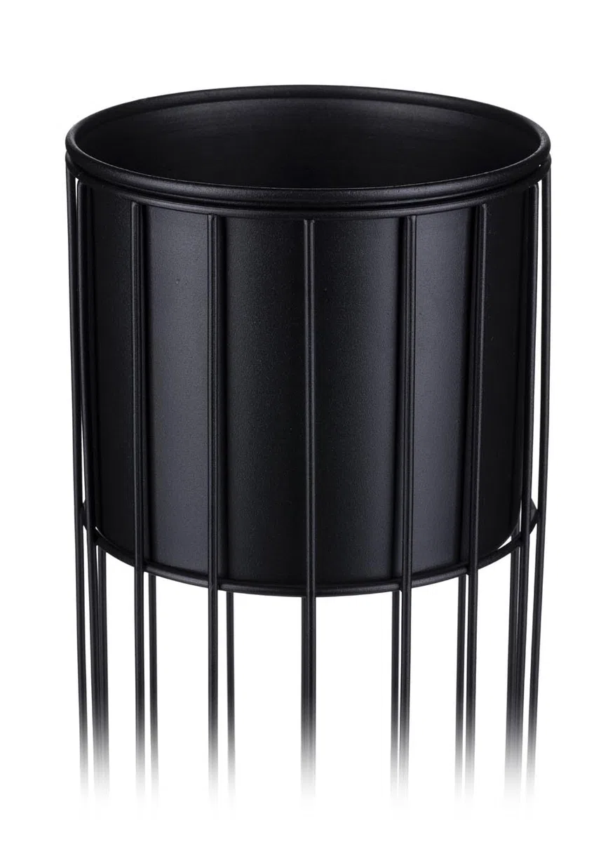 Moderne Blumenständer Metall 70 cm Hoch mit Schwarz Blumentopf Rund 19 cm Ø auf Robuste Ständer - Pflanzenständer zur Dekoration Innenräumen