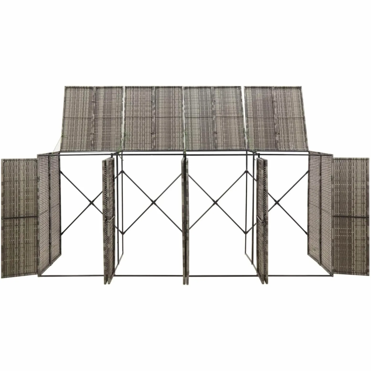 Festnight Mülltonnenbox 4er Mülltonnenverkleidung Mülltonnecontainer Rattan Müllcontainer Mülltonnenschrank Müllbox Draußen Rattan (4 Tonnen) 274 x 80 x 117 cm Grau