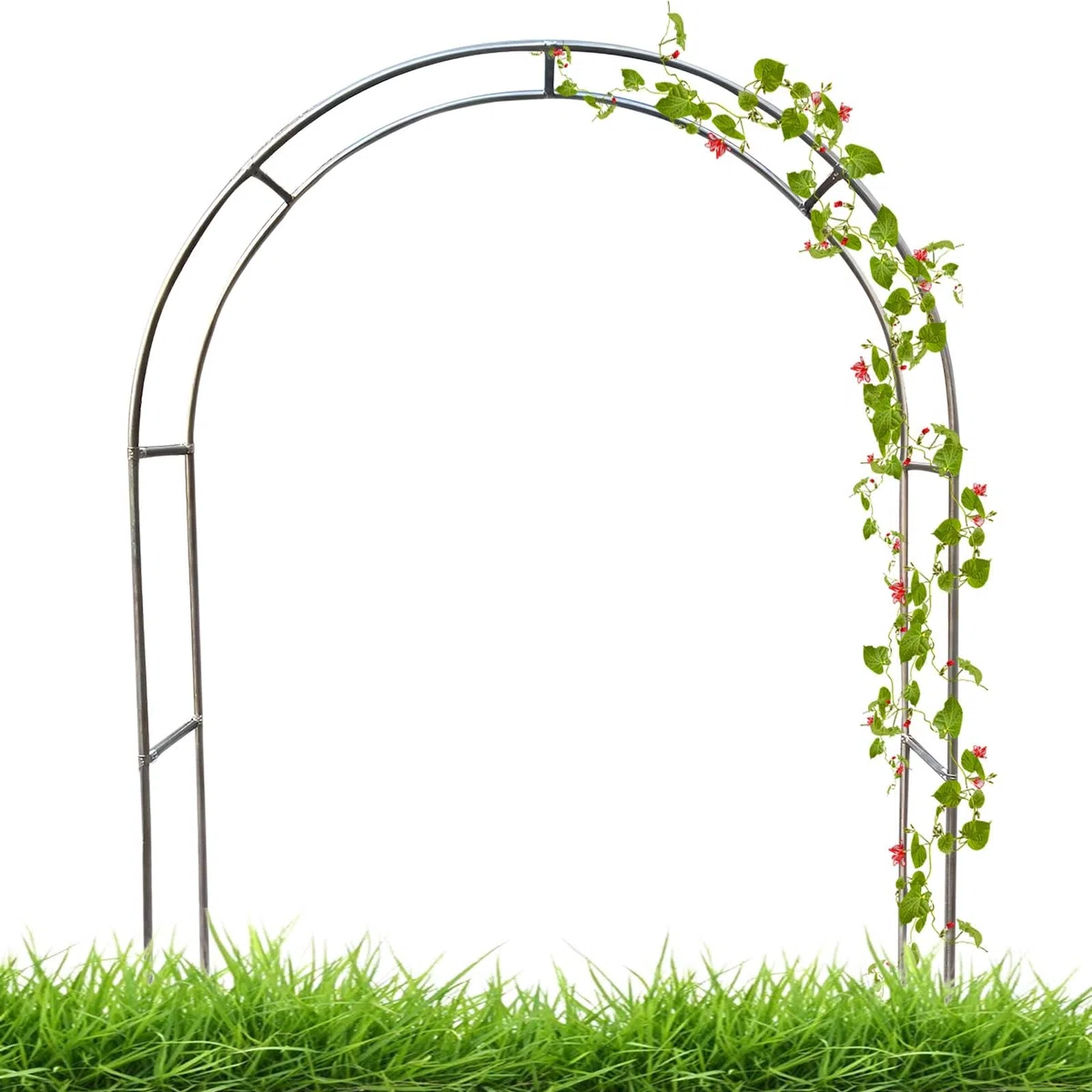 Metall-Gartenbogen-Spalier, 2 m, Stahlrahmen für Kletterpflanzen, rostbeständig, schwarz, perfekt für Gartendekoration und Pflanzenunterstützung