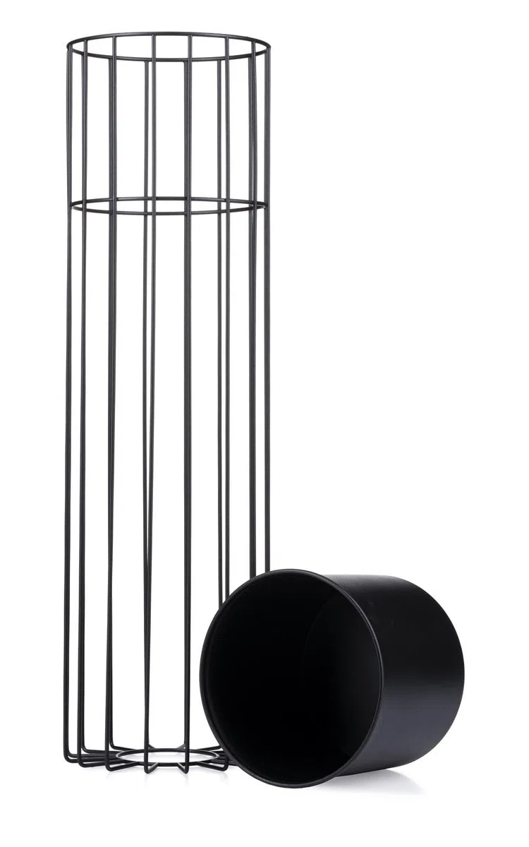 Moderne Blumenständer Metall 70 cm Hoch mit Schwarz Blumentopf Rund 19 cm Ø auf Robuste Ständer - Pflanzenständer zur Dekoration Innenräumen