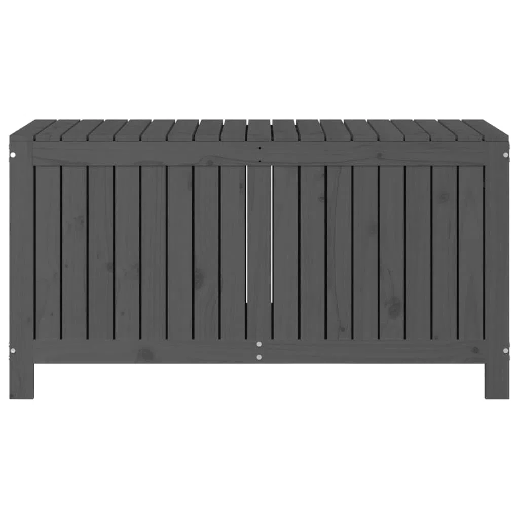 Gartentruhe aus massivem Kiefernholz Grau 121x55x64 cm mit Gasdruckfeder und Belüftungslatten, große Aufbewahrungsbox für Gartenzubehör und Haushaltsgegenstände, wetterfeste