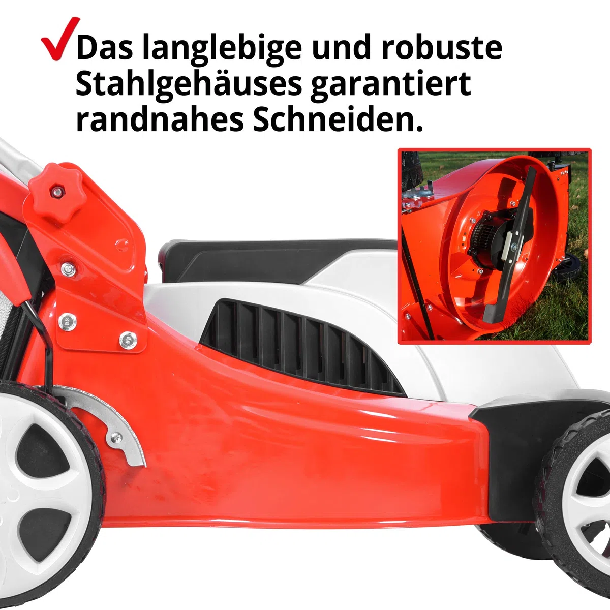 HECHT Elektrorasenmäher 1600 W 41 cm 50 L Fangkorb mit Mulchfunktion | Elektro-Mäher mit 1600 Watt Motor, zentrale 7-fach Schnitthöheneinstellung 30-70 mm, für gepflegten Rasen