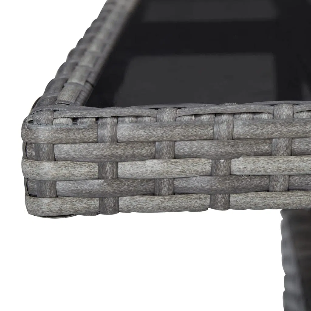vidaXL Gartentisch für 4 Personen Esstisch Terrassentisch Balkontisch Rattantisch Gartenmöbel Tisch Grau Poly Rattan Glas 80x80x75cm