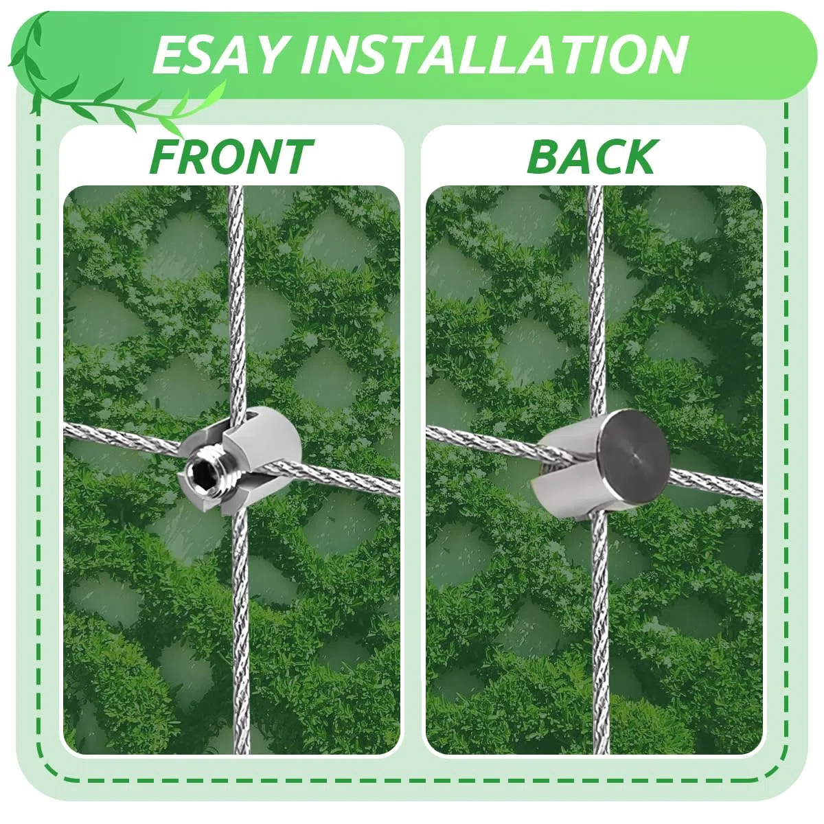 Rankhilfe aus Edelstahl für Kletterpflanzen, für Garten/Mauer/Beton/Zaun | 30M Spalier auf Plantagenstandard, mit 3 mm Durchmesser, Set Drahtseile System Kit für Pflanzen mit Wall Mount Brackets
