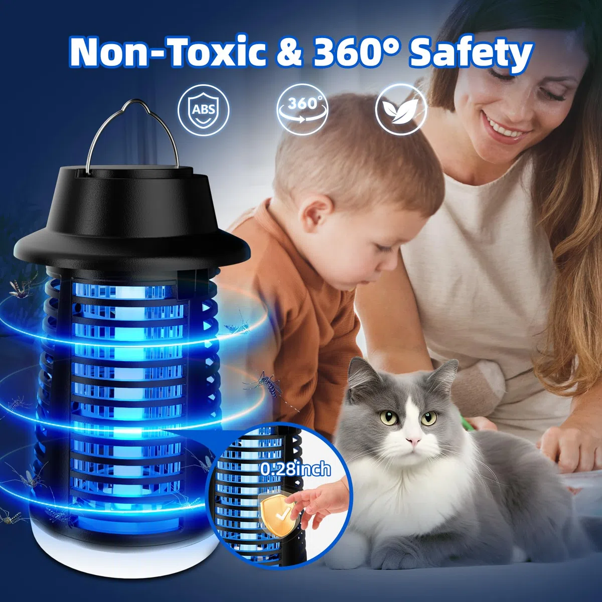Bug Zapper Outdoor Indoor Mückenzapper Fliegenfalle Wasserdicht Insektenvernichter 3800V Elektrischer Fliegenvernichter für Zuhause, Terrasse, Camping, Küche