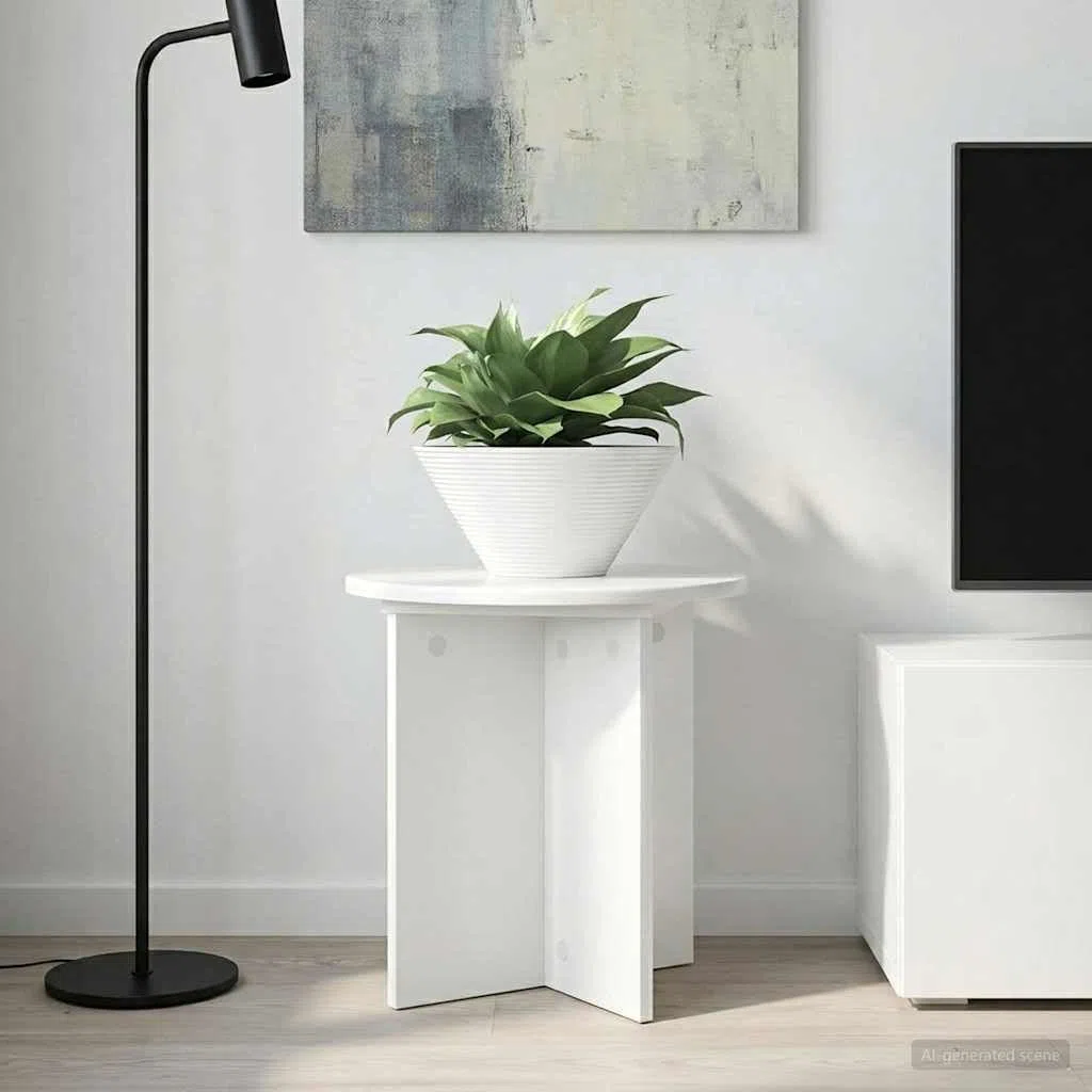 2er Set Pflanzenständer Hochglanz Weiß 40x40x40 cm - Moderner Blumenhocker aus Holzwerkstoff, Pflanzentisch für Zimmerpflanzen, Wohnzimmer und Büro