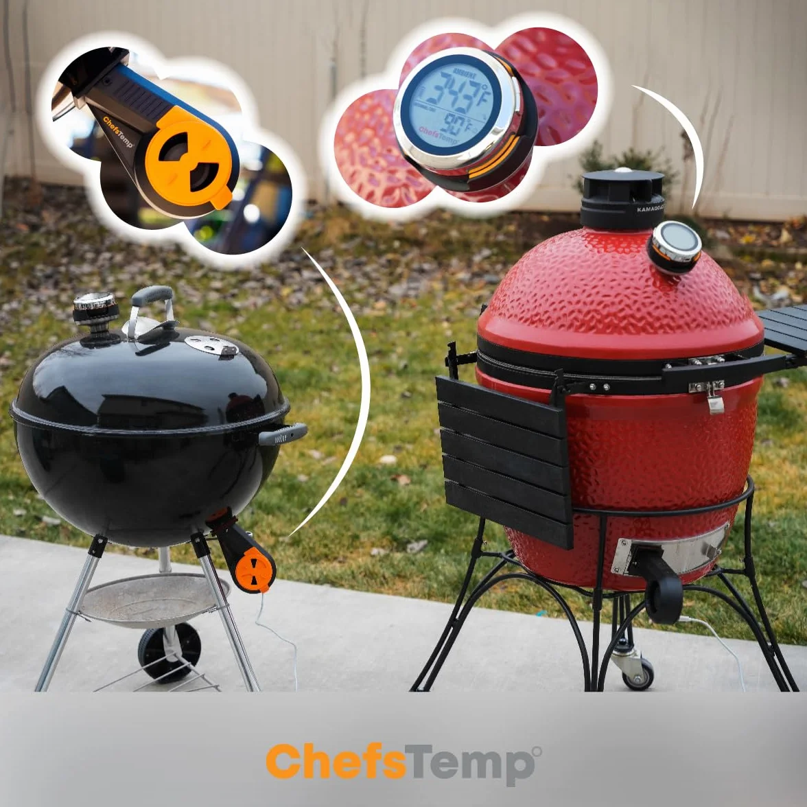 ProTemp S1 Intelligentes Patentiertes WLAN Bluetooth Thermometer für Weber Big Green Egg Grills Grills Räucherofen Zubehör Ersatz (BGE Version , passend für Big Green Egg)