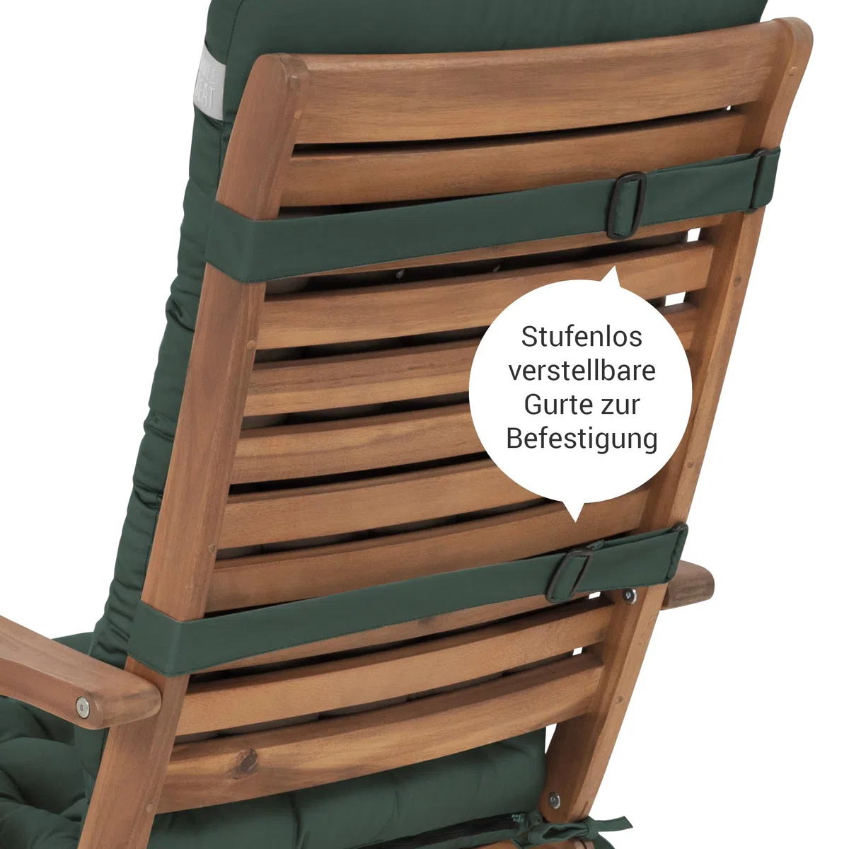 Hochlehner Auflage (1 St.) - Sitzpolster Gartenstuhl - Bequem, Wetterfest, Waschbar bis 95°C, Orthopädisch - Made in Germany (1 Stück - 120x48 cm, Moosgrün)