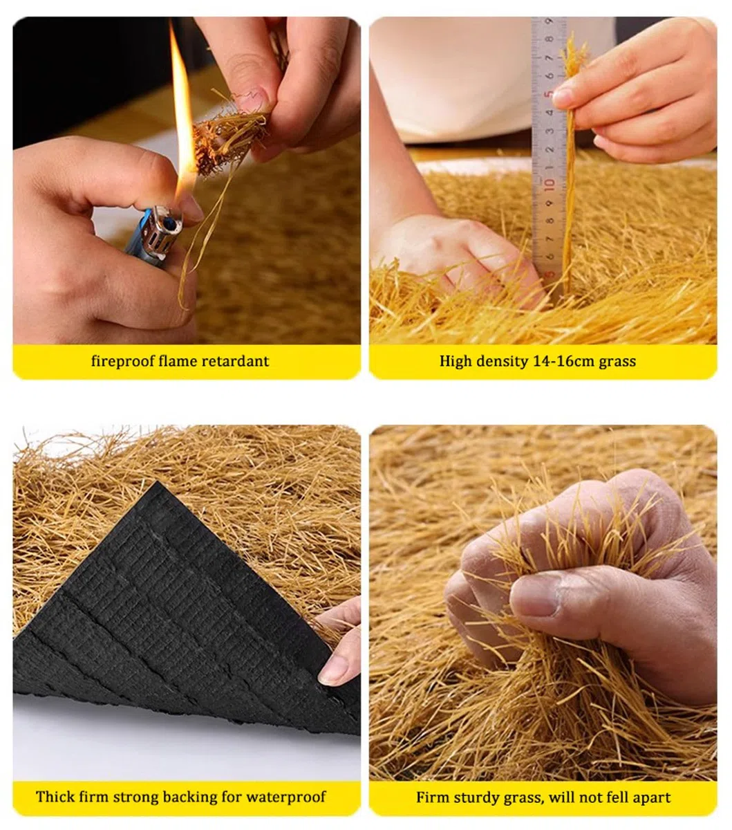 Feuerhemmende künstliche Strohdachplatten, 1 x 3 m, gelbe Strohrolle für Tiki-Bar, Gartenparty, Dekoration, langlebiges synthetisches Stroh für den Außenbereich
