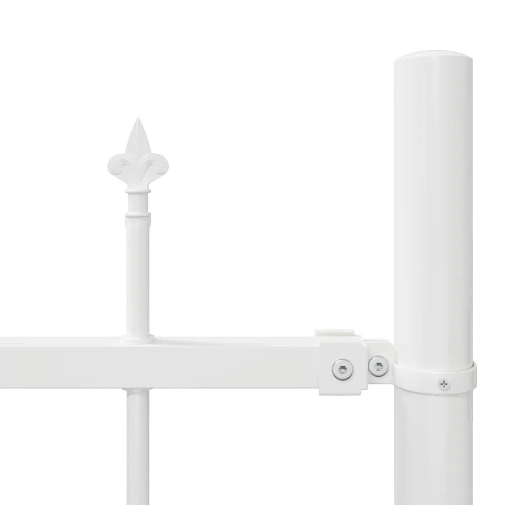 Gartenzaun Woerden Weiß, Pulverbeschichteter Stahl Zaunelement 170 x 215 cm, Wetterfester Sichtschutz für Terrasse, Vorgarten, Grundstück, Stabiler Metall Doppelstabmatte Zaun