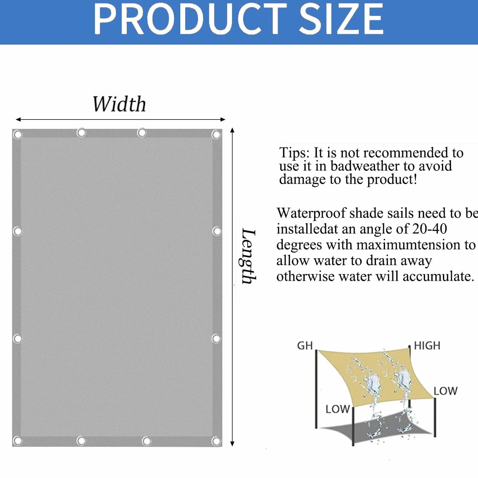 Sonnensegel Wasserdicht 4x5M Sonnensegel Rechteckig mit Ösen Markisenstoffe UV Schutz Wetterfest mit Seilen für Garten Terrasse Balkon, Sandfarbe
