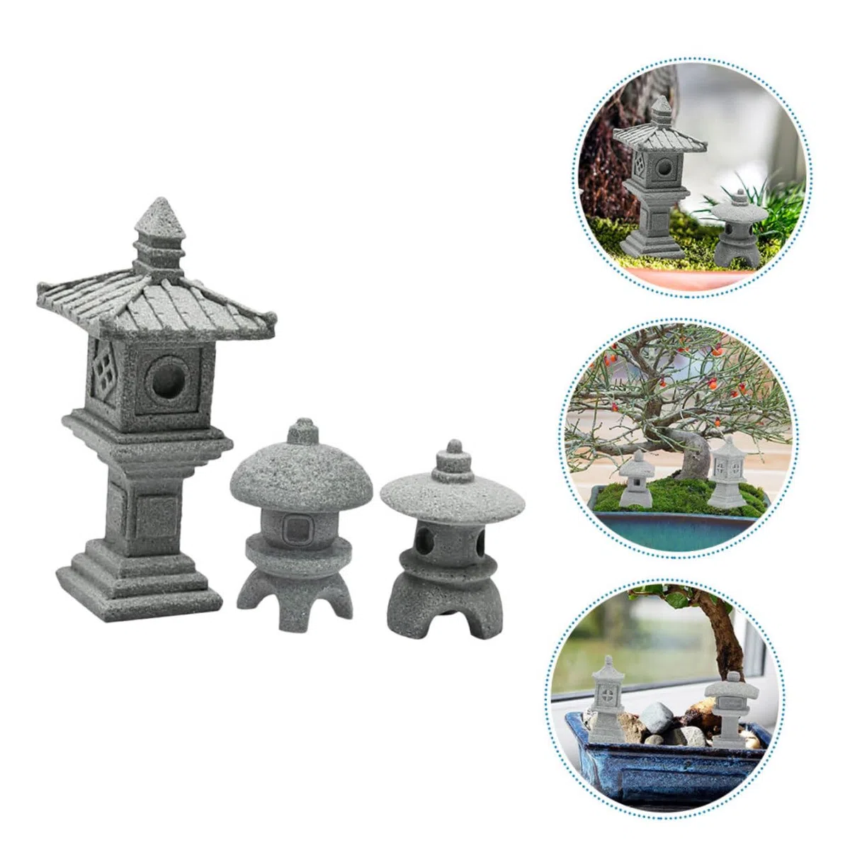 Toyvian 5 Sätze Mini Garten Ornament Teiliges Deko Mit Laterne Für Zen Für Garten Und Innenräume Geschenkidee Für Gartenliebhaber 3 Stück * 5