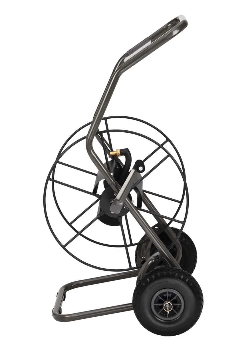 Sirocco Schlauchwagen 3/4" – robuster Schlauchaufroller aus pulverbeschichtetem Stahl, hochwertiger Gartenschlauchwagen mit Hartplastik-Rädern (PU) – stabile Lagerung & einfache Mobilität