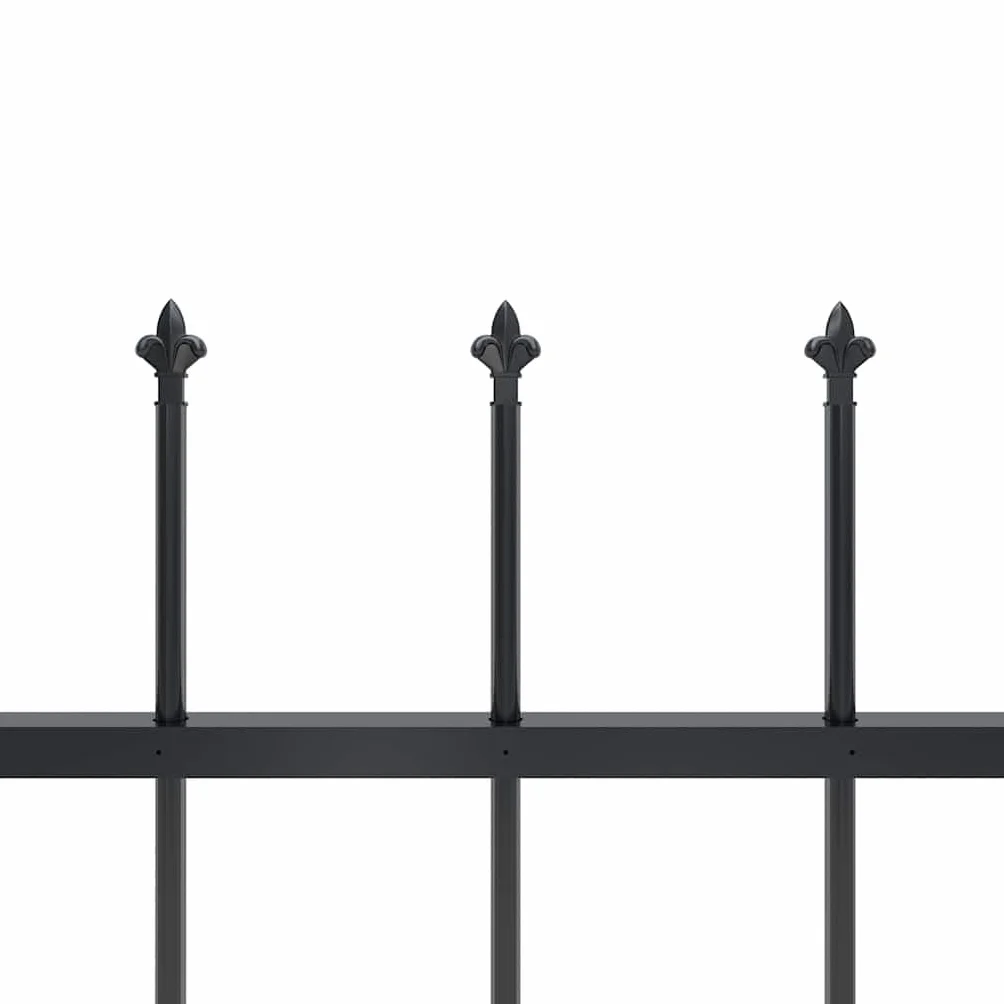 Gartenzaun aus pulverbeschichtetem Stahl, 3,4 m lang, 2 Zaunelemente und 3 Pfosten, stabil und modern mit Speerspitzen, wetterfest für Terrasse, Vorgarten und Grundstücksabgrenzung