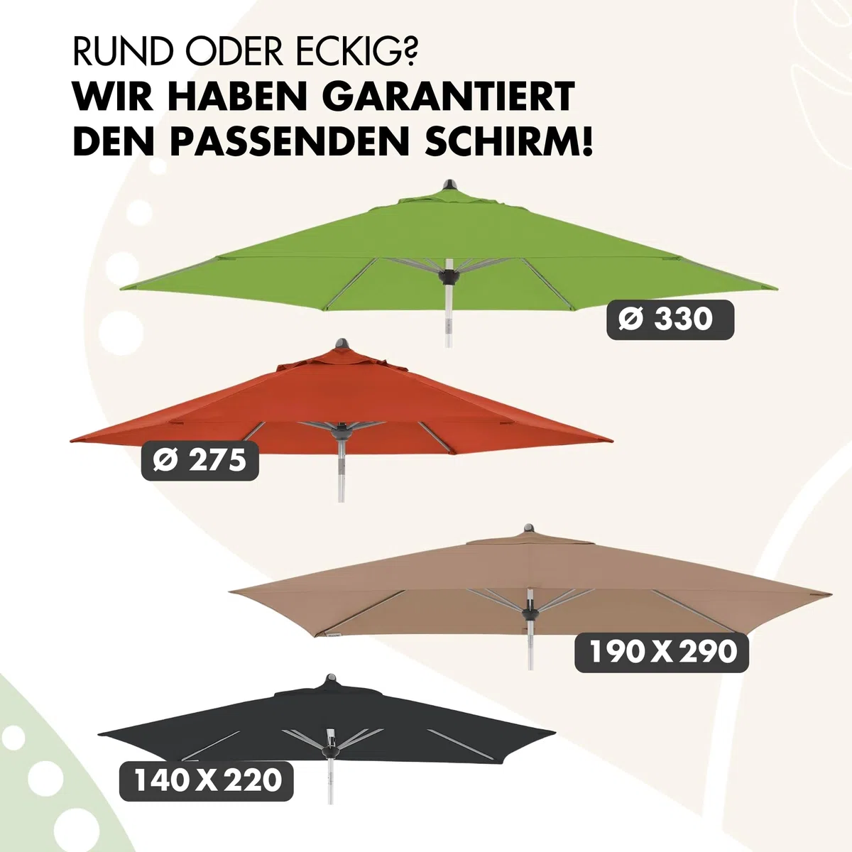 Doppler Sonnenschirm Alu Crank 190x290cm, Off-White, Kurbel, UV-Schutz 80+ | Rechteckiger Gartenschirm, Polyester, Aluminium-Gestell, Auto Tilt – automatisches Neigen per Kurbel