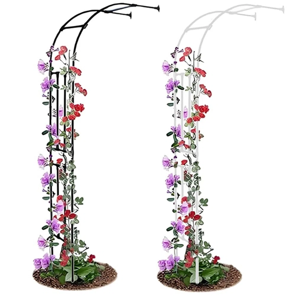 Stabiler Gartenbogen aus Metall für Kletterpflanzen - wetterfester halber Rosenbogen schwarz 150 x 240 cm - ideal für Garten und Rasen