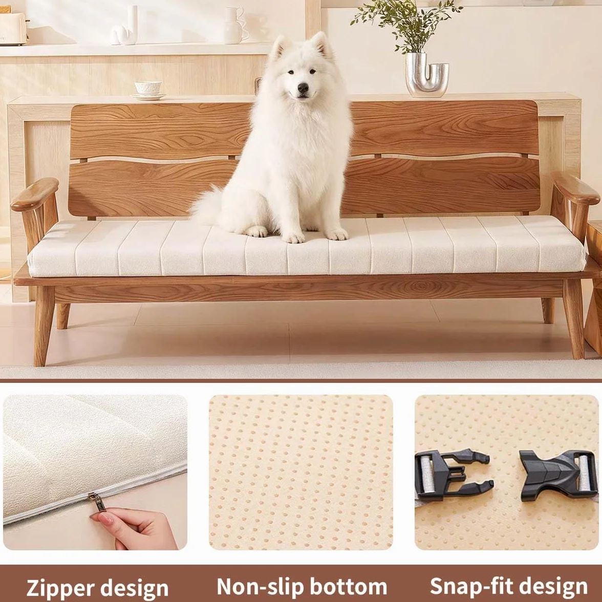 Generisch Bankkissen für Sitzbank, Abnehmbare & Waschbare Bankauflage mit Rutschfester Unterseite, Sitzkissen für Küchenbank, Fensterbank, Gartenbank, Eckbank – Innen & Outdoor,Smoky Gray,45x145cm