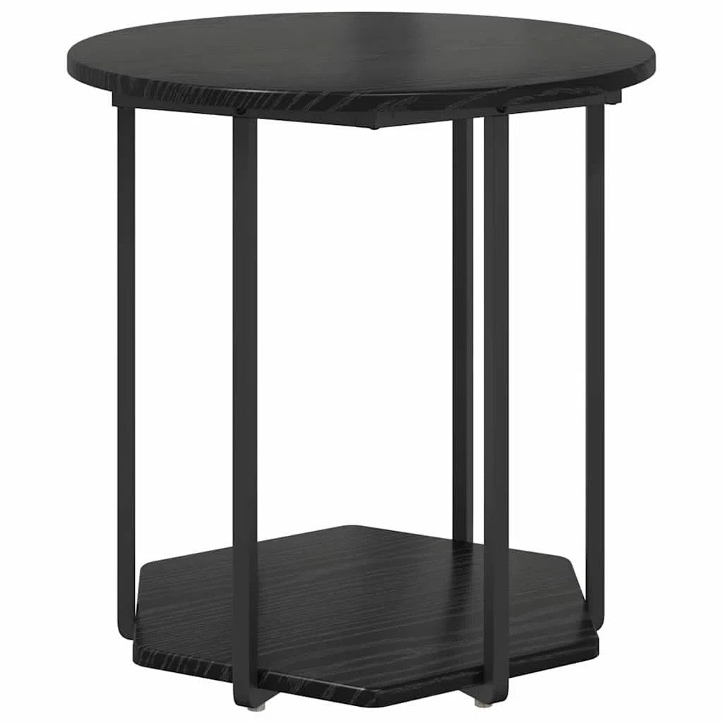 Beistelltisch-Set mit Regal 2 Stück Schwarz Eichen-Optik Wohnzimmer Schlafzimmer Flur Industrial Design langlebig geeignet für Sofas Betten Tische mit Ablage Regal Kompakt