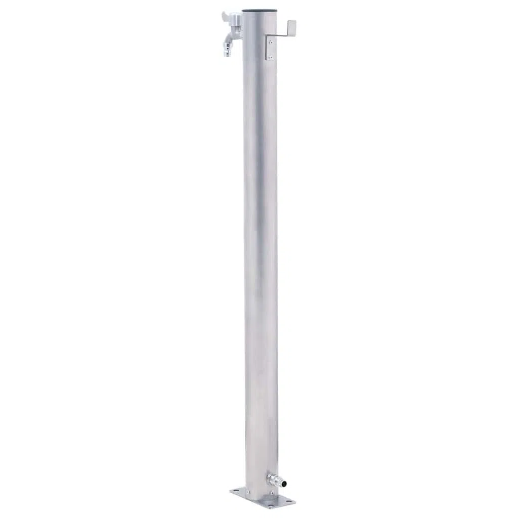 Wassersäule für Garten aus Edelstahl 60 cm mit Wasserhahn, Schlauch und Haken für Bewässerungssystem, Sprenger, Sprinkler, Rasen und automatische Pflanzenversorgung am Balkon und Beet