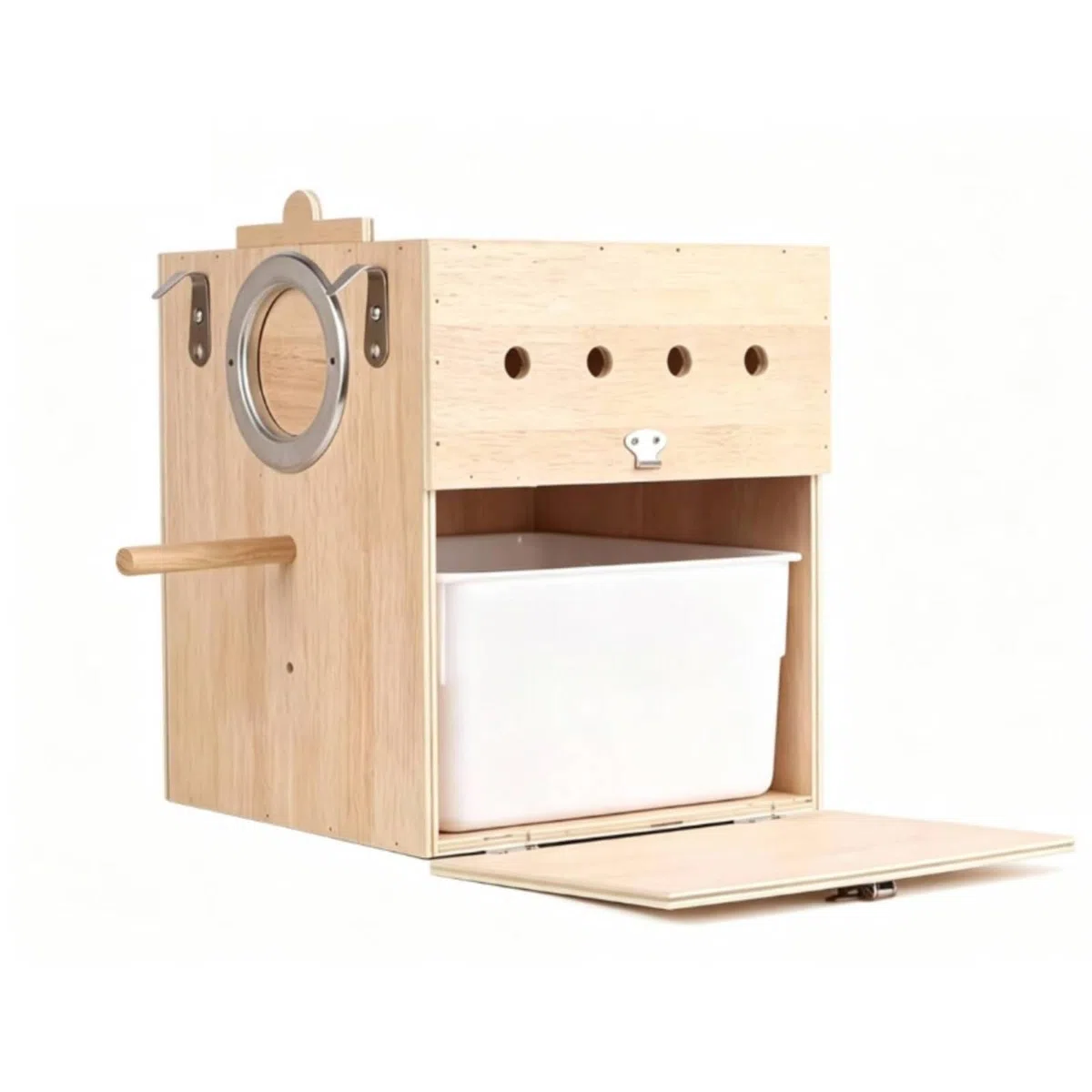 Nistkasten mit Schublade belüftet Wellensittich-Nistkasten natürlich Brutkasten für Vogelheim, 25.5cm X 25.5cm X 30cm, Rechts Hängend