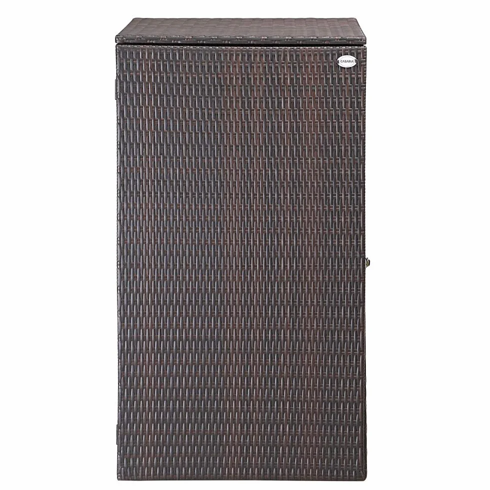 CASARIA Mülltonnenbox mit Klappdeckel + Verschluss für 240 Liter Mülltonne 115x80x65cm Mülltonnenverkleidung Poly Rattan Braun
