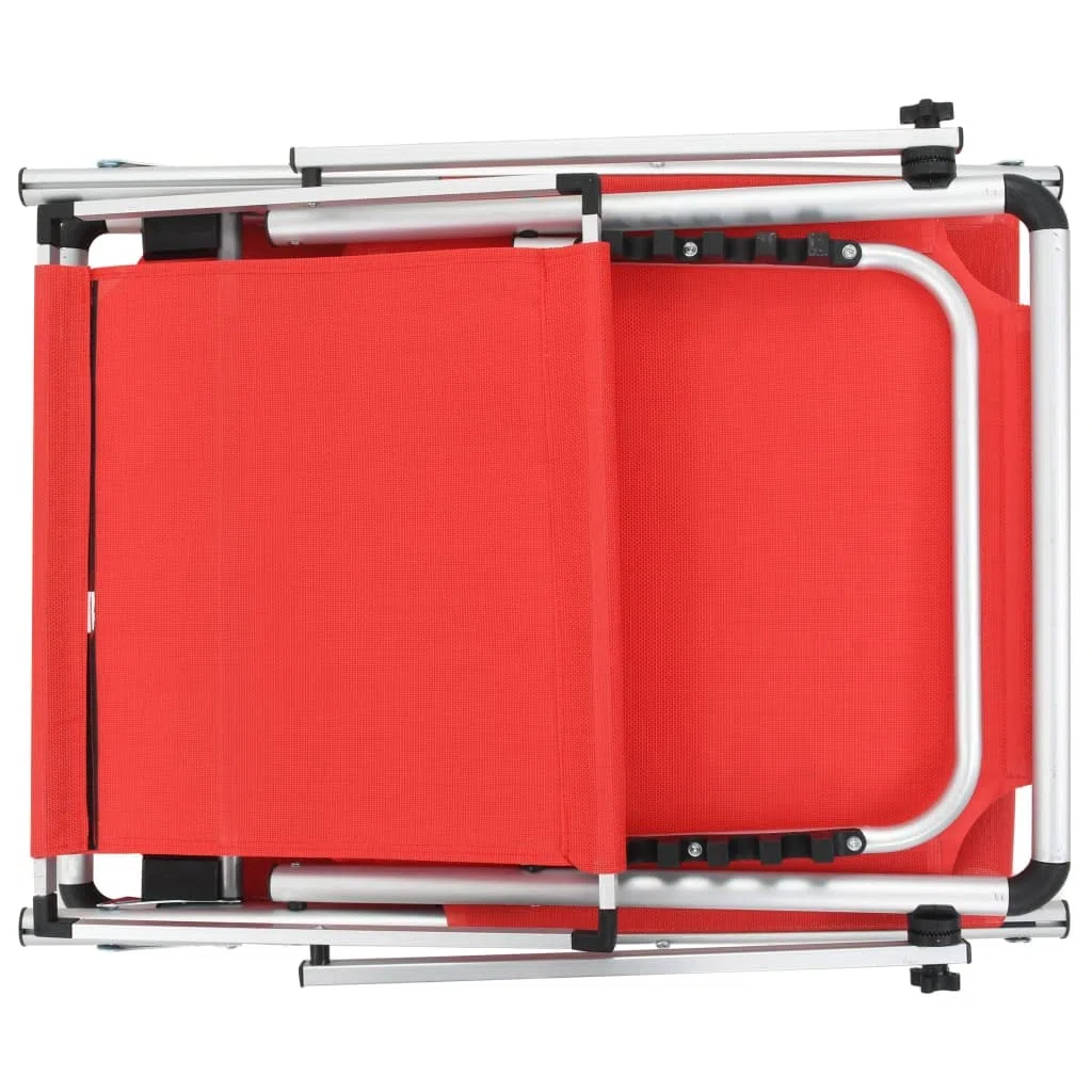 Bussandri Exclusive - Sonnenliegen klappbar mit Dach 2 St. Aluminium und Textil rot