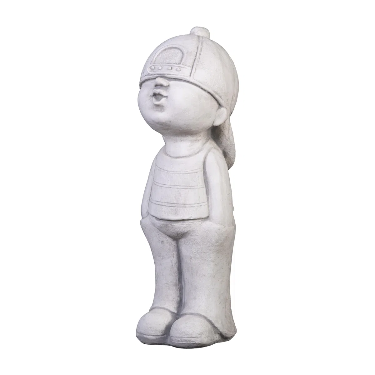 gartendekoparadies.de Jungen Figur, Steinfigur H. 52 cm, 16 kg, Grau, frostsicher aus Steinguss für Außenbereich