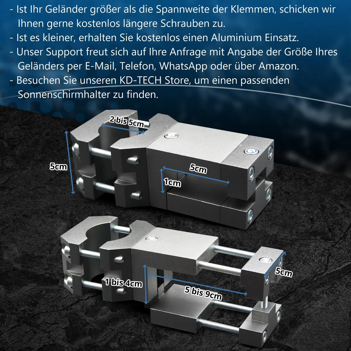 Stabiler Sonnenschirmhalter - Sonnenschirmständer für Balkon eckige Geländer - sichere Sonnenschirmbefestigung ohne Bohren
