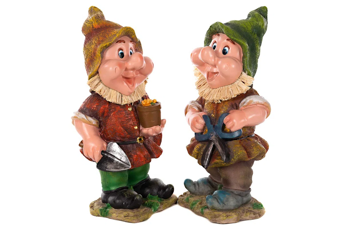RIESIGER Zwerg, Gartenzwerg XXL Gartenwichtel NF13102 Groß 41cm Gartenfigur (13102-SET-Paar-2-Stück)