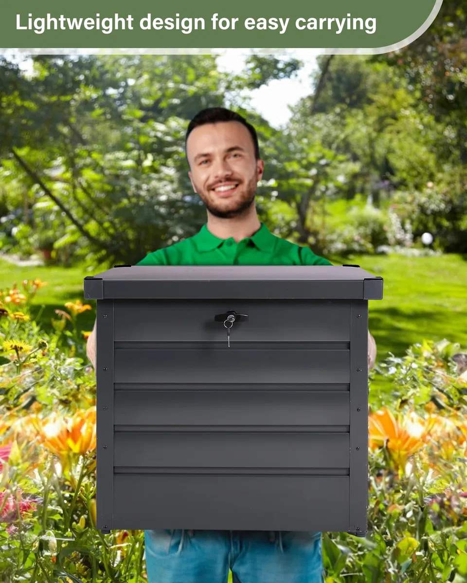 Große wasserdichte Garten Aufbewahrungsbox 600L - Abschließbarer Outdoor Container für Werkzeug, Spielzeug, Kissen - Schwarz, 165x70x62cm
