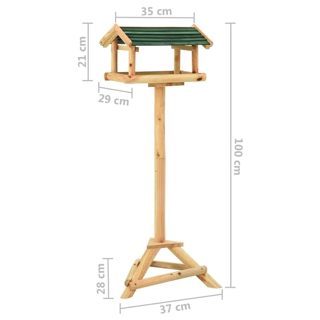 Vogelhäuschen mit Ständer aus massivem Tannenholz 37x28x100 cm Vogel Futterhaus mit Plattform Dach für Futterstation im Garten und Balkon