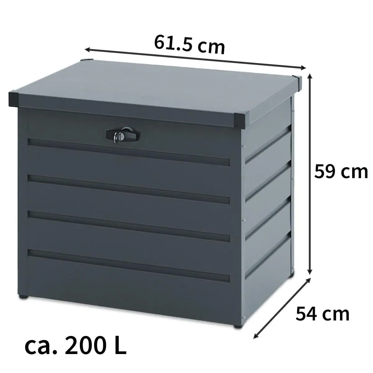 Divit Outdoor Metall Aufbewahrungsbox AB2 Gartentruhe verschließbar 200 Liter - Grau