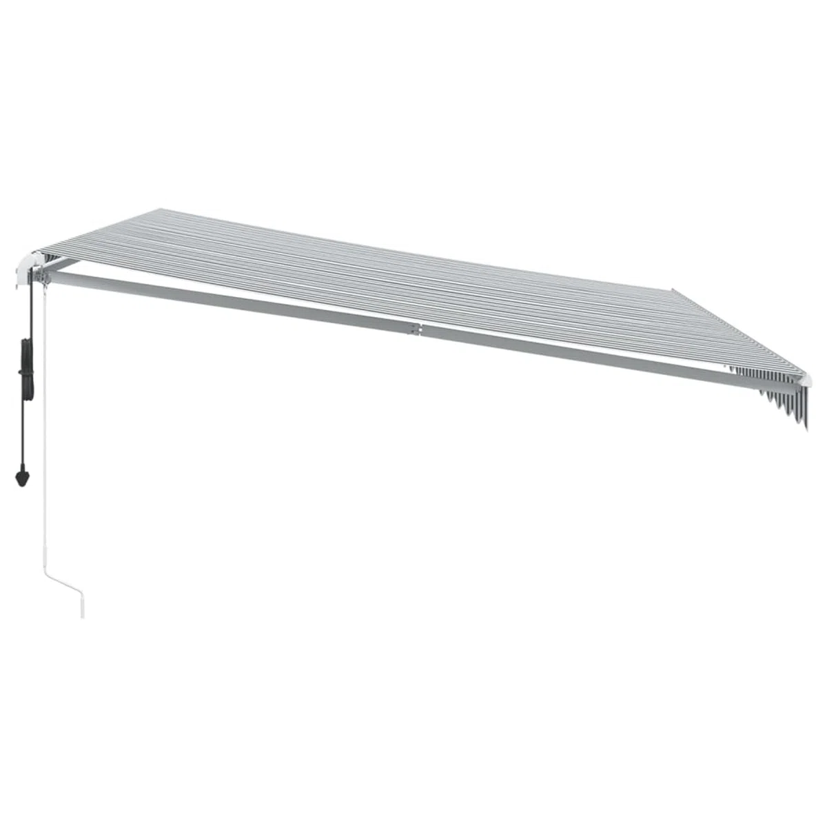 Gelenkarmmarkise mit LED und Windsensor, Polyester-Stoff PU-beschichtet, 450x350 cm, Anthrazit/Weiß, für Privat & Gastronomie