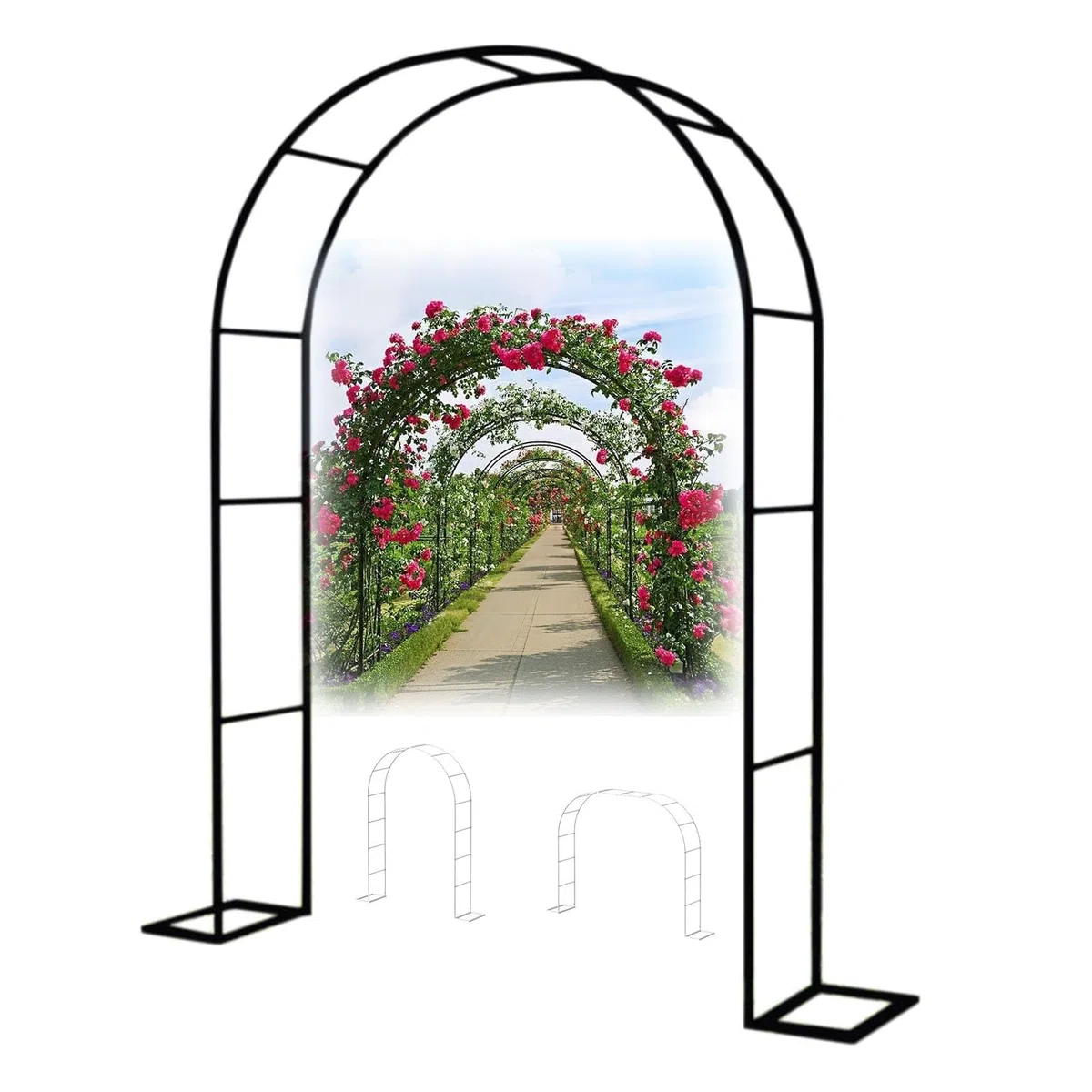 Metall-Gartenlaube, Rankgitter, rostfrei, Hochzeit, Torbogen für Hinterhof, Outdoor, Terrasse, Dekoration, Pflanzenstütze, breites Design, (B 1 x H 2,2 m)