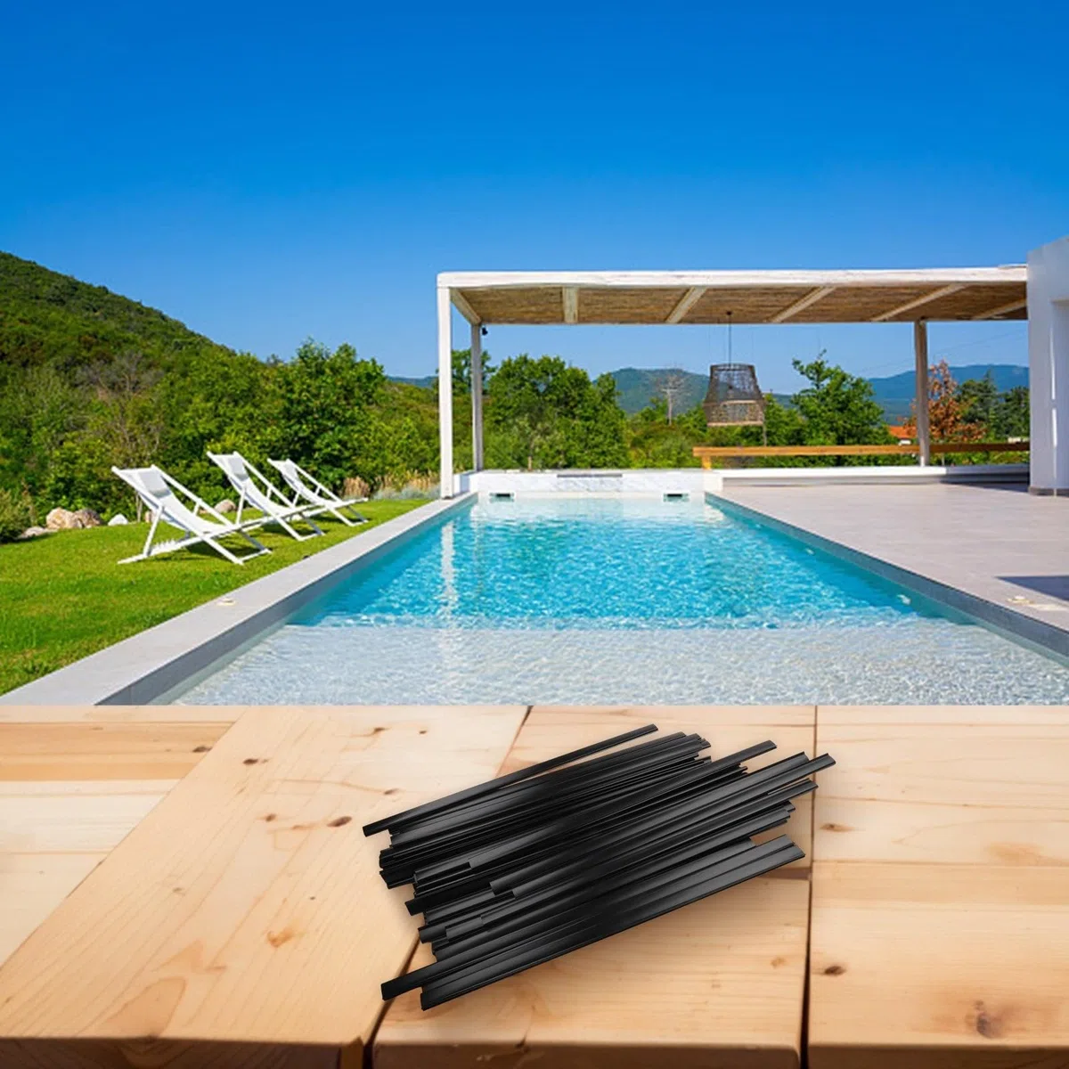 HpLive Poolrandstreifen, Abdeckstreifen Für Überlappende Oberirdische Poolfolien Für Aufstellpools Mit Überlappungsfolie, Schwimmbadfolien-Clips(B)