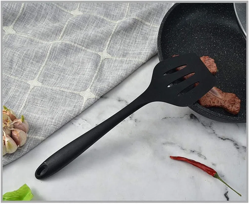 Silikon-Besteckset, Chef Küchenutensilien 10-teiliges Kochutensilien-Set, antihaftbeschichtet, hitzebeständig, BPA-frei, Silikon, Edelstahlgriff, Kochutensilien, Schneebesen(Black)