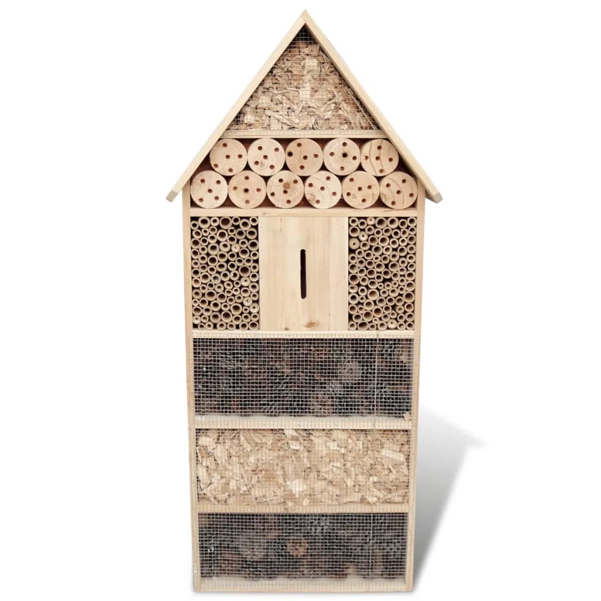 Insektenhotel XXL 45,5 x 15 x 99 cm, Insektenhotel aus Holz, Natur, für Wildbienen, Marienkäfer, Fliege, Schmetterlinge, Hummeln, fliegende Insekten, Bienen