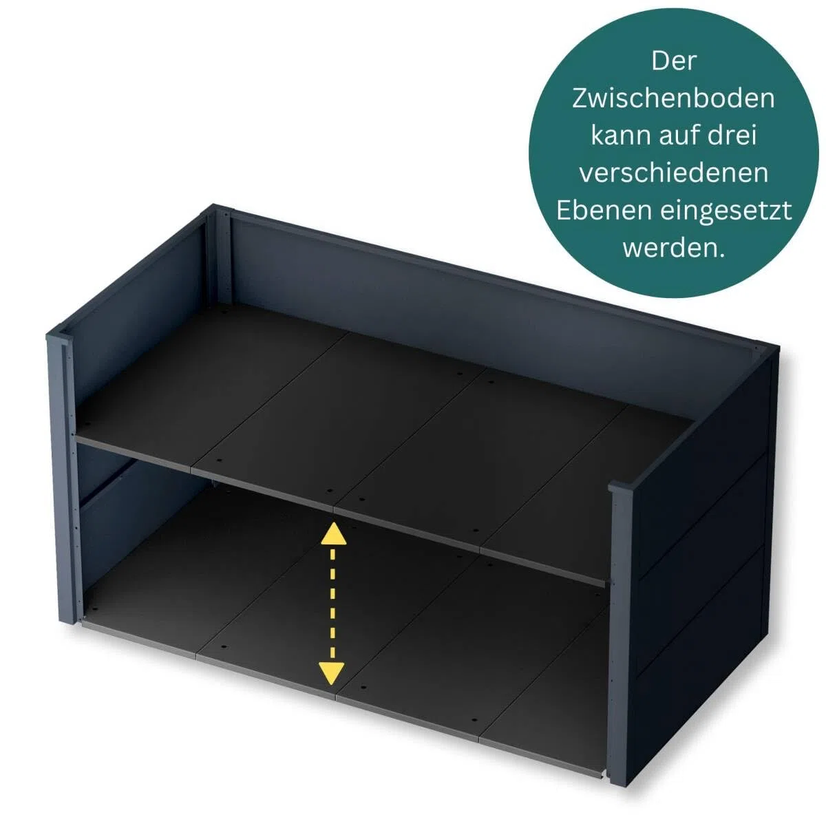 Metzler Zwischenboden für Hochbeete 150 x 75 x 77 cm – stabile Einlegeboden-Erweiterung, verzinkter Stahl, pulverbeschichtet, reduziert Erdvolumen