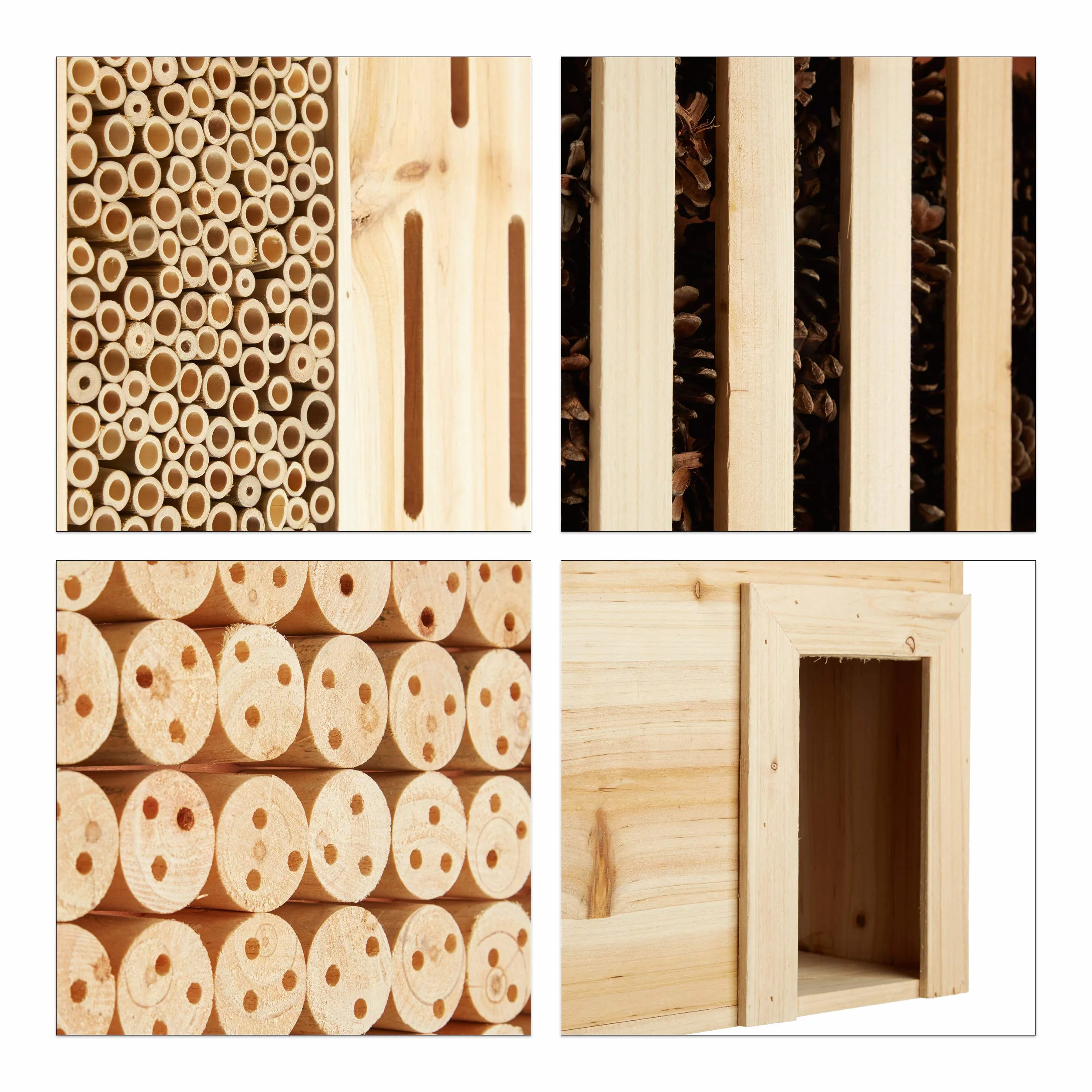Relaxdays Insektenhotel XXL stehend, Nisthilfe für Biene, Schmetterling, Igelhaus, Holz, HxBxT: 118 x 57 x 24 cm, natur