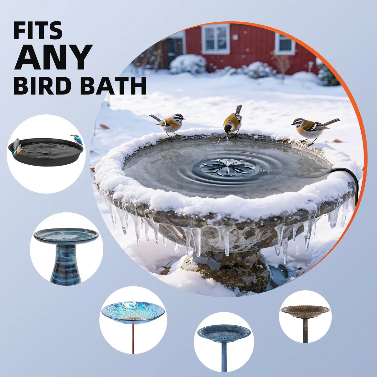 Vogeltränke Heizung Outdoor im Winter, 110 W Vogeltränke Warmwasserbereiter, vollständig abgedecktes Aluminium, Vogeltränke Teichentfroster mit Steuerung