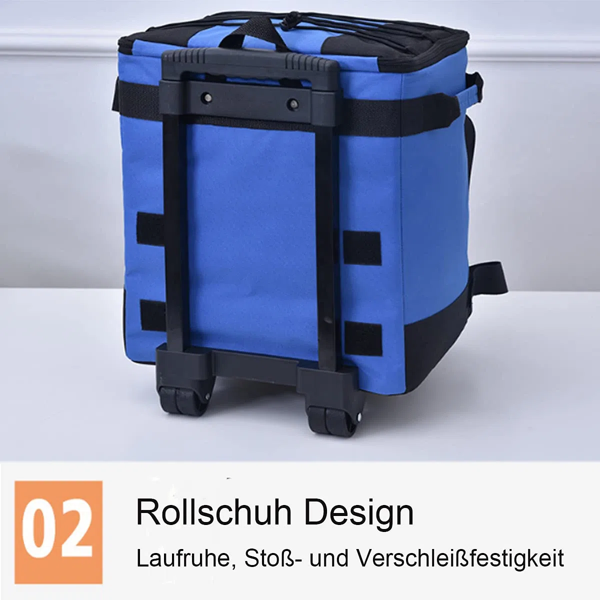 43L Kühltasche Gross Picknicktasche Faltbar Lunchtasche Mittagessen Tasche Thermotasche Isoliertasche mit Spurstangen und Rollen,für Campingtasche Picknick Outdoor Reisen Einkauf Auto (Blau)