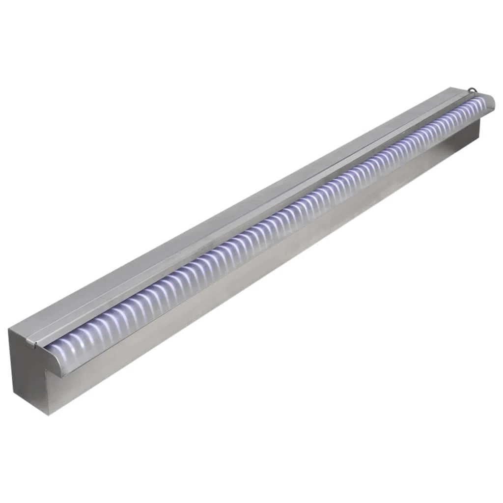 Pool Wasserfall Fontäne 90 cm mit LED-Beleuchtung Edelstahl Kaskade für Garten Teich Pool Wasserspiel