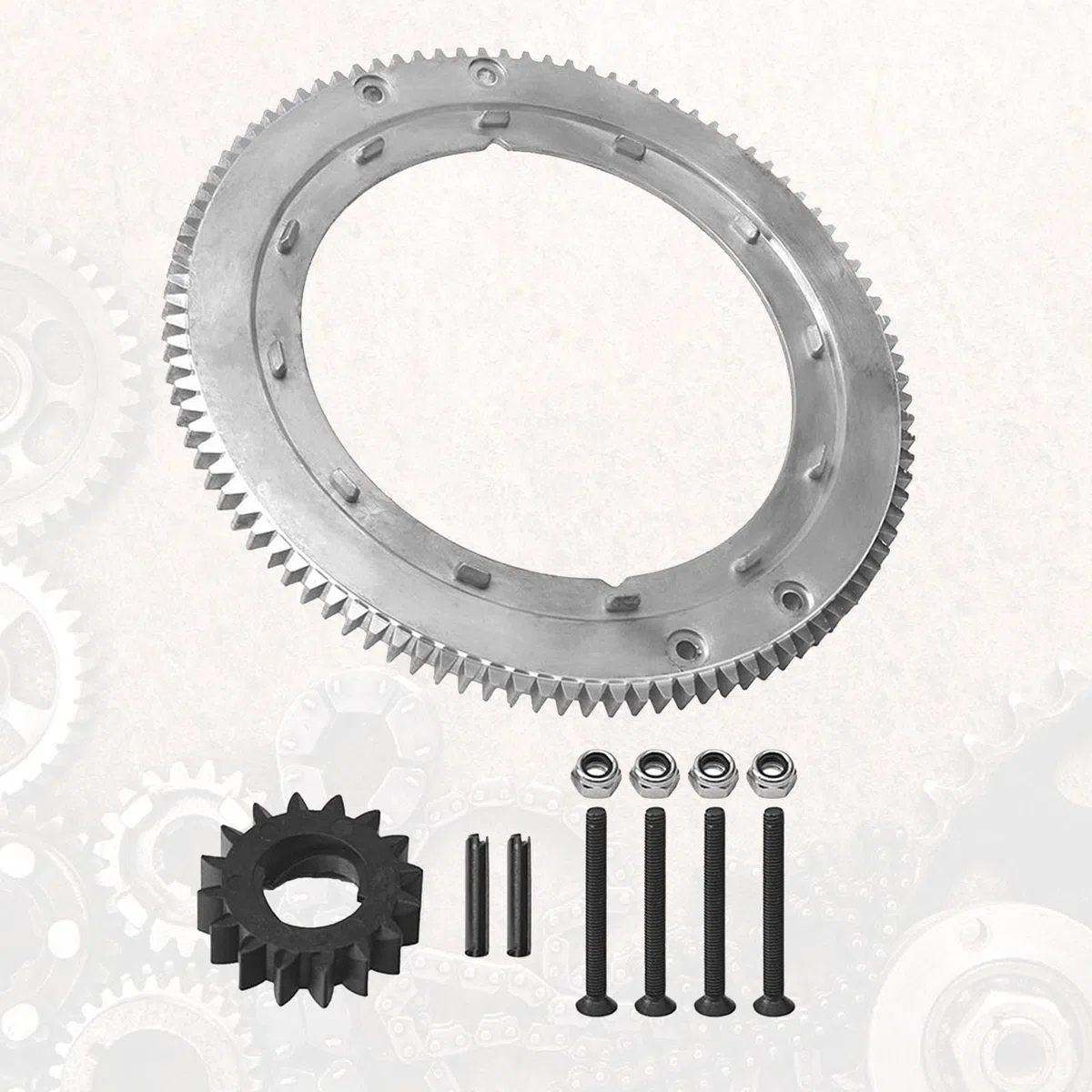 CHICHIYANG Metall Schwungrad Ring Getriebe Kit 696537 Rasenmäher Ersatzteile passend für Briggs & Stratton Motoren 19G437-1190-E1