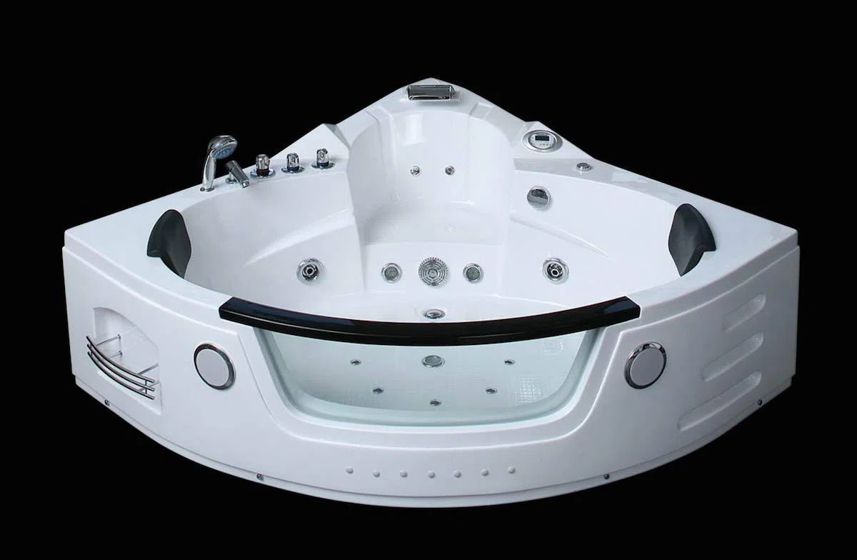 PureHaven Whirlpool 152x152 cm Elegantes Design Heizung Lichttherapie Soundsystem Reinigungsprogramm Bluetooth-Soundsystem