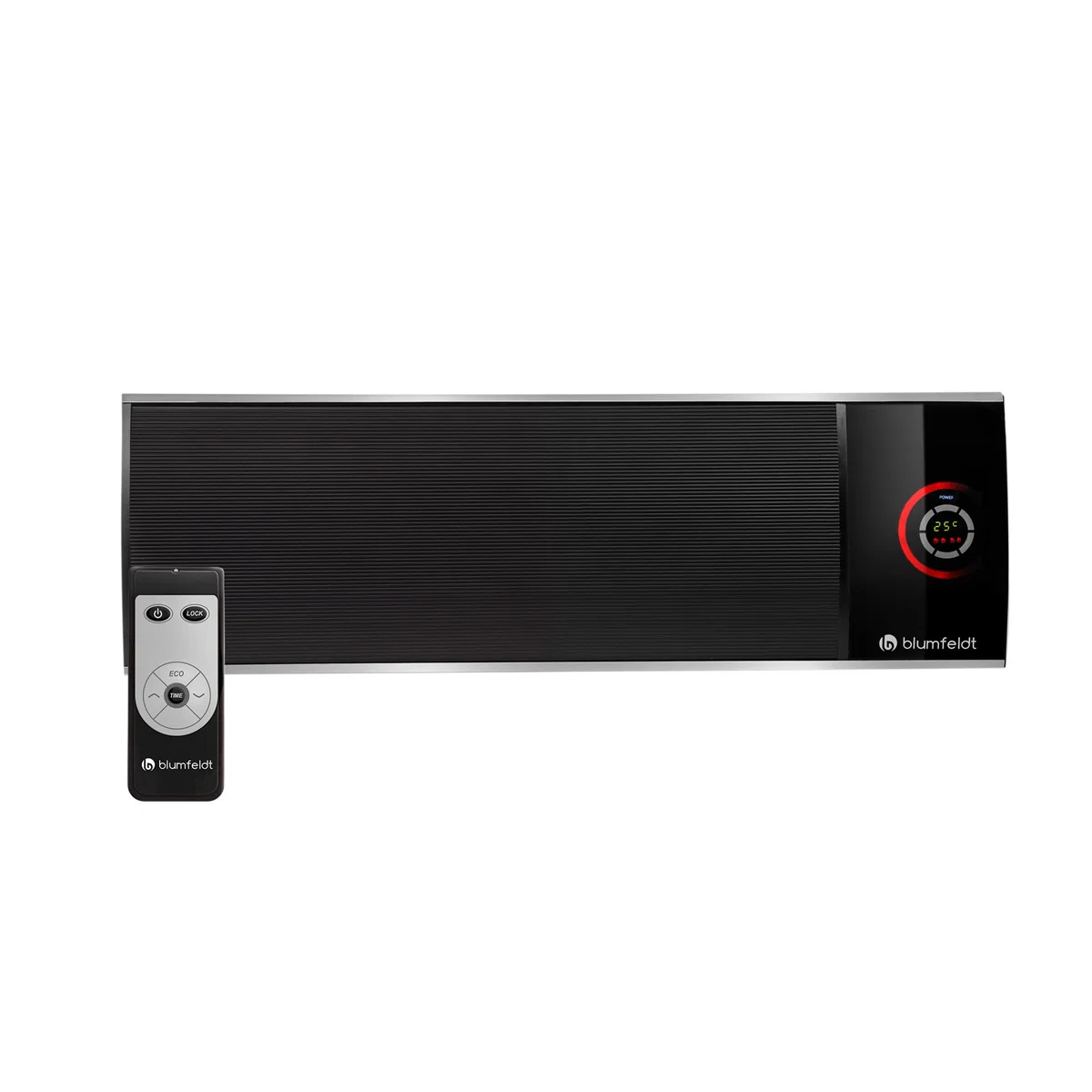 blumfeldt Cosmic Beam Ultra - Heizstrahler, Infrarotheizung, Terassenheizer, 2200 Watt Leistung, IPX4 Schutzart, Fernbedienung, inkl. Montagematerial, Fernbedienung, Eco-Modus, schwarz