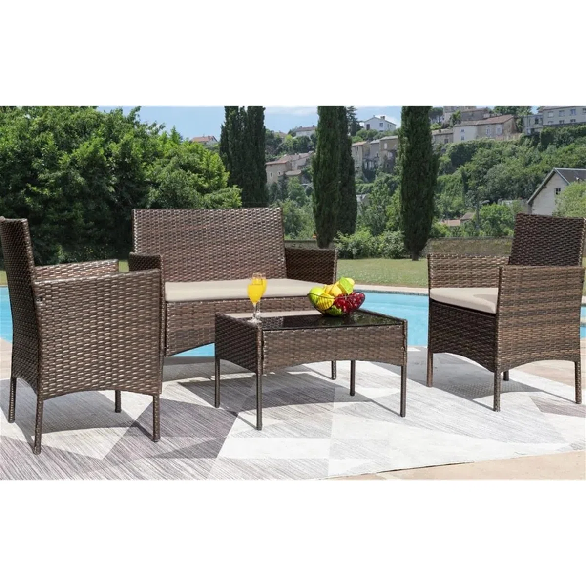 HTI living Gartenmöbel 4-teiliges Set Maceira Loungemöbel Polyrattan