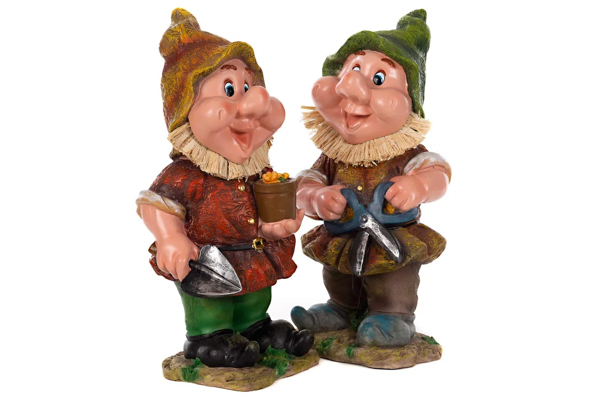 RIESIGER Zwerg, Gartenzwerg XXL Gartenwichtel NF13102 Groß 41cm Gartenfigur (13102-SET-Paar-2-Stück)